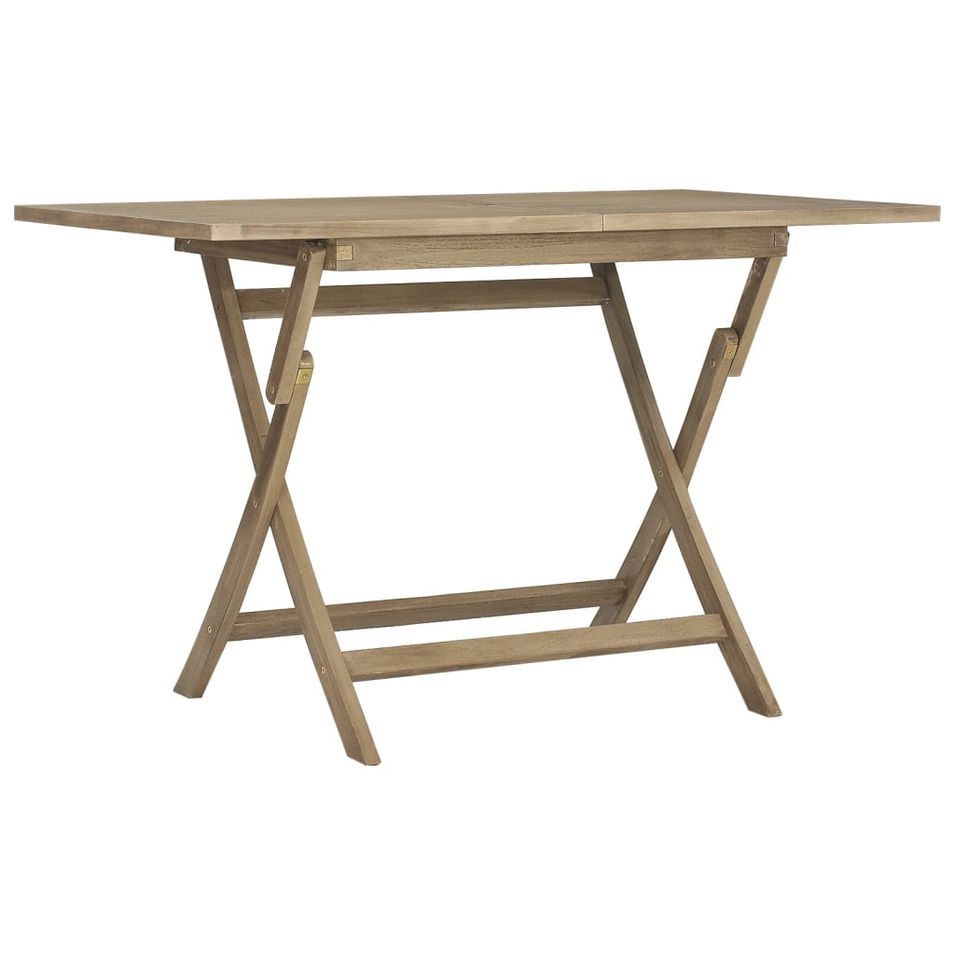 Table de jardin pliante gris 120x70x75 cm bois de teck solide - Photo n°1
