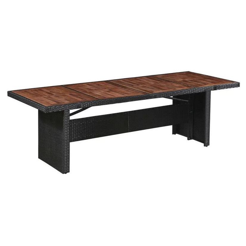 Table de jardin rectangulaire acacia et résine noire Viva - Photo n°1