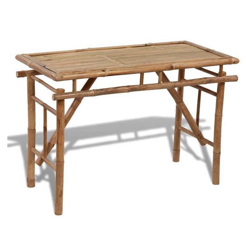 Table de jardin rectangulaire bambou clair Maboun - Photo n°1