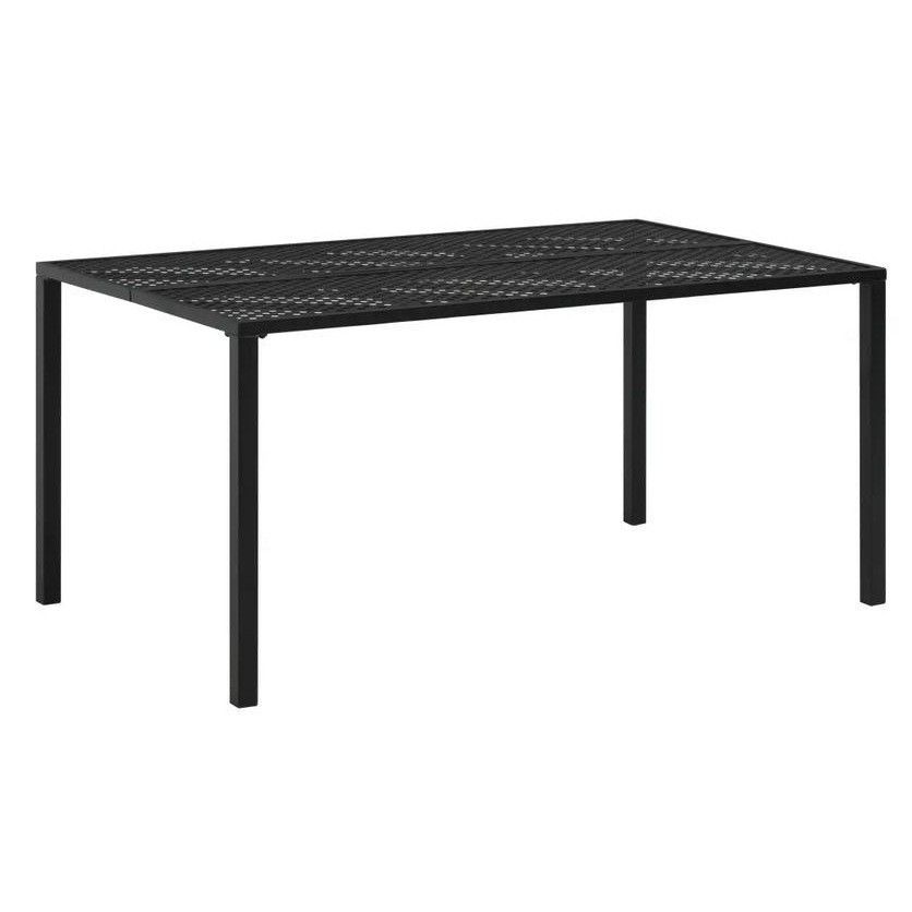 Table de jardin rectangulaire métal noir Finneas 150 cm - Photo n°1