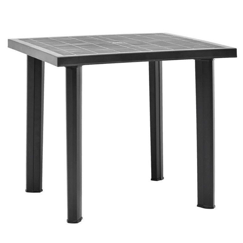 Table de jardin rectangulaire plastique anthracite Assoa 80 cm - Photo n°1