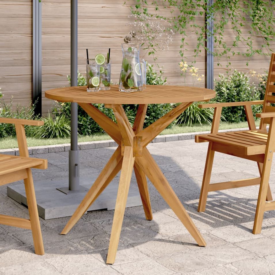 Table de jardin ronde Ø85x75 cm bois d'acacia solide - Photo n°1