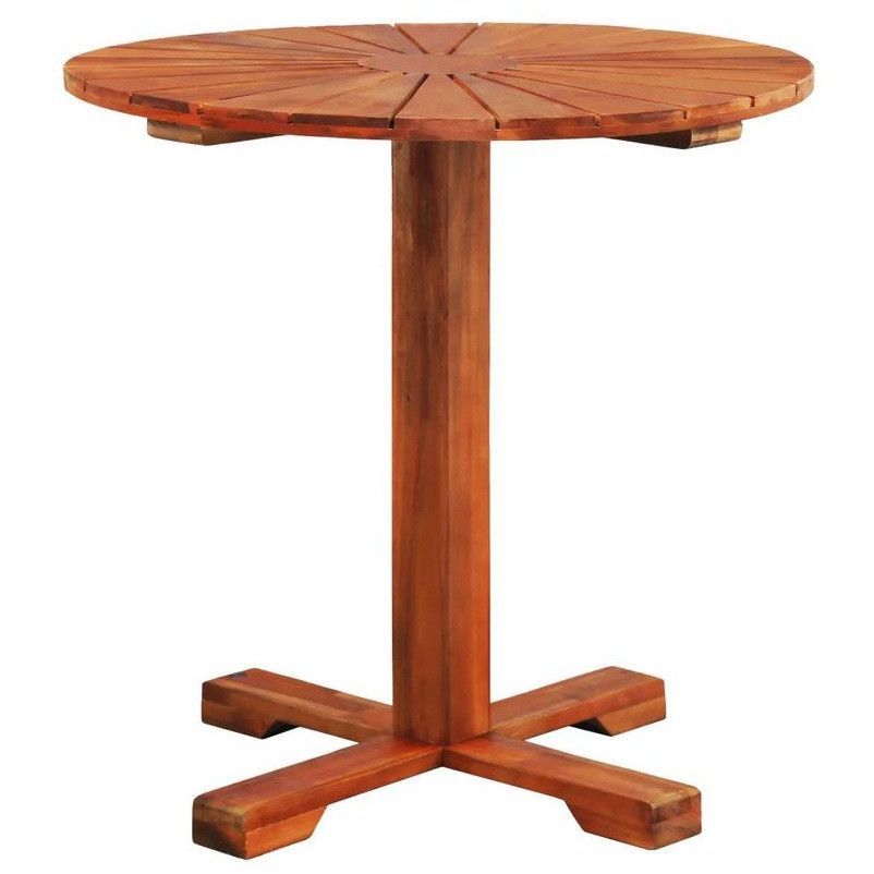 Table de jardin ronde acacia massif clair Woun - Photo n°1