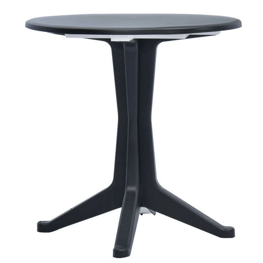Table de jardin ronde plastique anthracite Leeco - Photo n°1