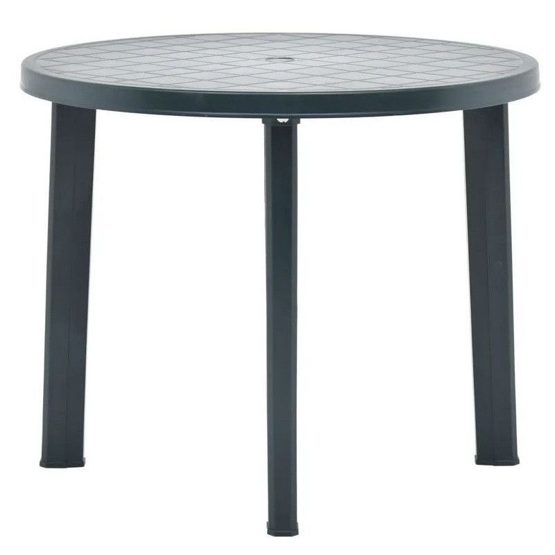 Table de jardin ronde plastique vert Assoa - Photo n°1