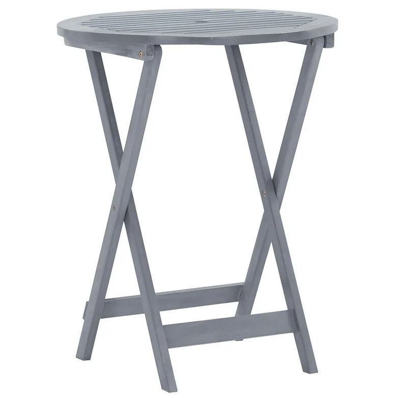 Table de jardin ronde pliable acacia massif gris Ontim D 60 cm - Photo n°1