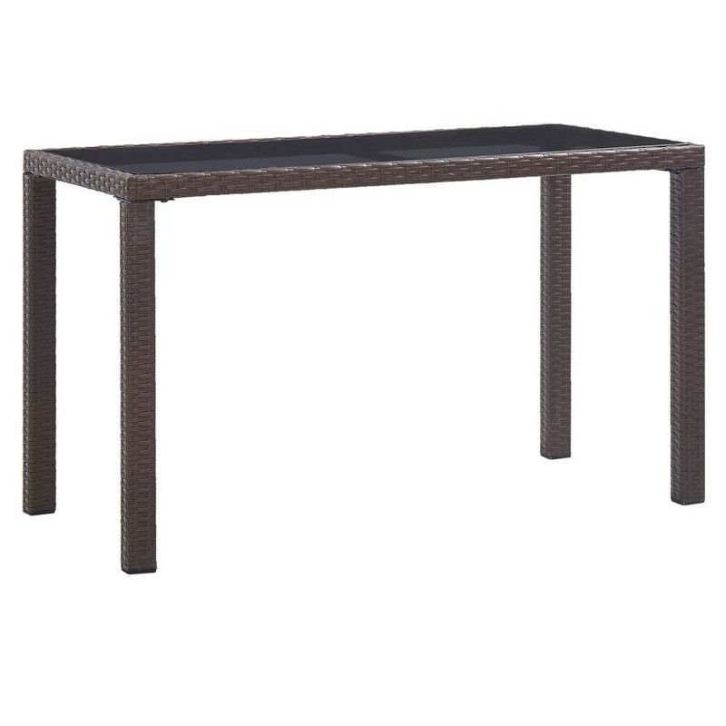 Table de jardin verre noir et résine tressée marron Wiley - Photo n°1