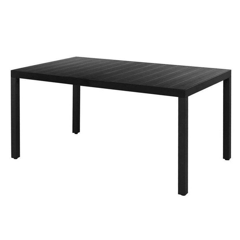 Table de jardin WPC et pieds métal noir Etrino 150 cm - Photo n°1