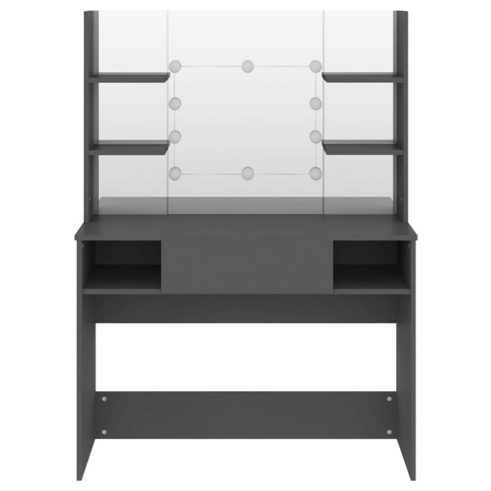 Table de maquillage avec éclairage LED 100x40x135 cm MDF Gris - Photo n°1