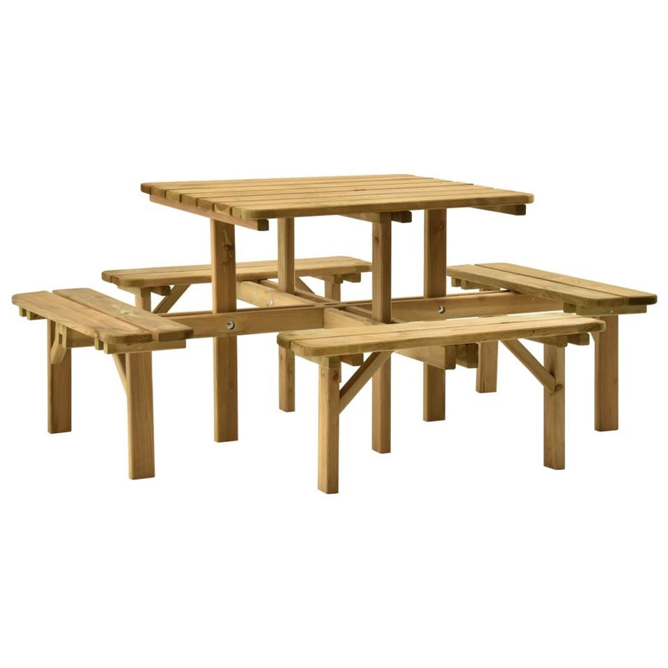 Table de pique-nique 4 côtés 172x172x73 cm Bois de pin imprégné - Photo n°1