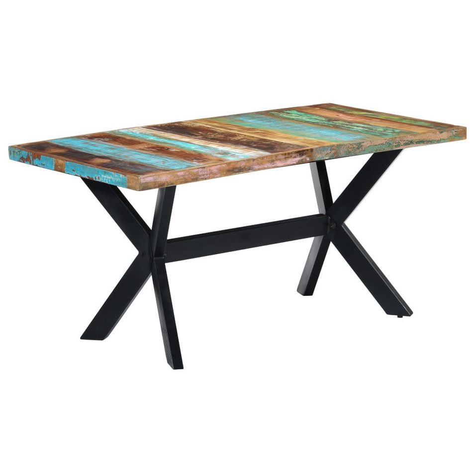 Table de salle à manger 160x80x75cm Bois de récupération massif 2 - Photo n°1