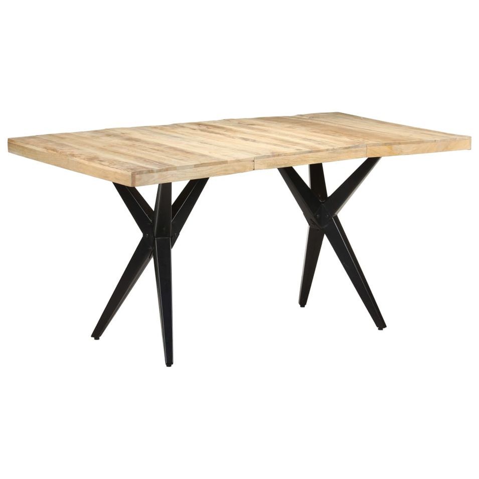 Table de salle à manger 160x80x76 cm Bois de manguier brut 2 - Photo n°1