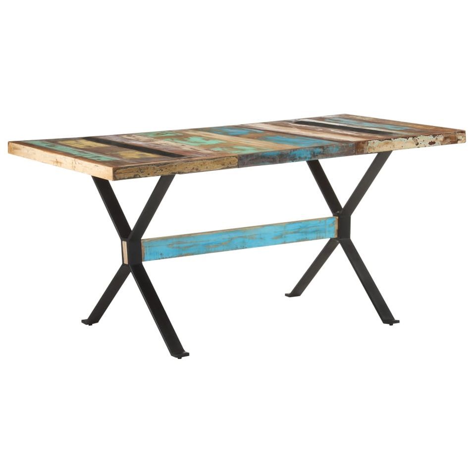 Table de salle à manger 160x80x76cm Bois de récupération massif 3 - Photo n°1