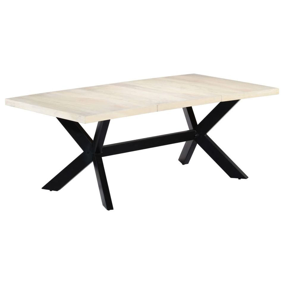 Table de salle à manger Blanc 200x100x75cm Bois manguier massif - Photo n°1