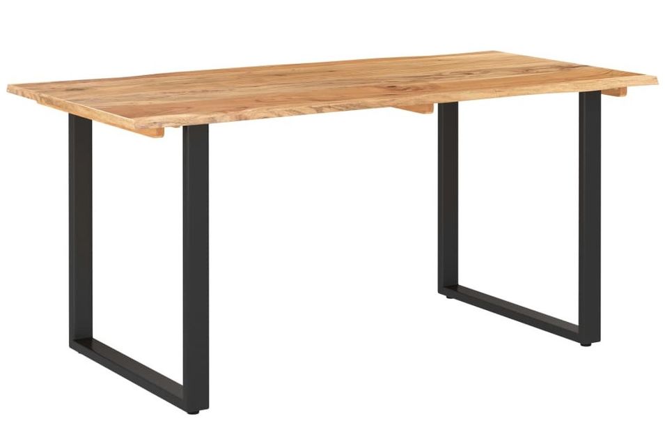 Table de salle à manger en bois d’acacia massif Kizore – Style industriel et charme rustique - Photo n°1