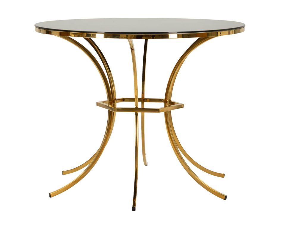 Table de salle à manger ronde en verre et métal doré Axel - Photo n°1