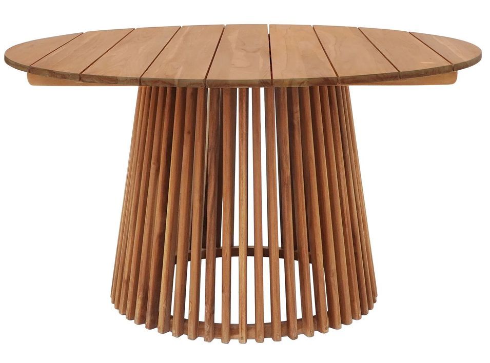 Table de salle à manger ronde LORKA Ø120 cm – Teck massif naturel - Photo n°1