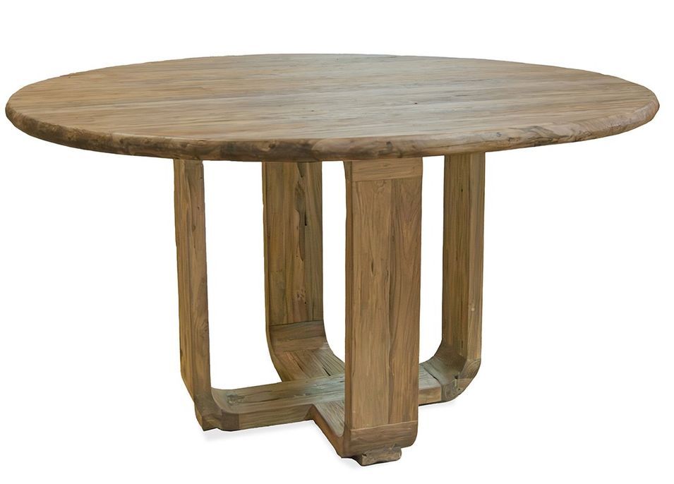 Table de salle à manger ronde teck recyclé ATLAS Ø130 cm – 6 places - Photo n°1