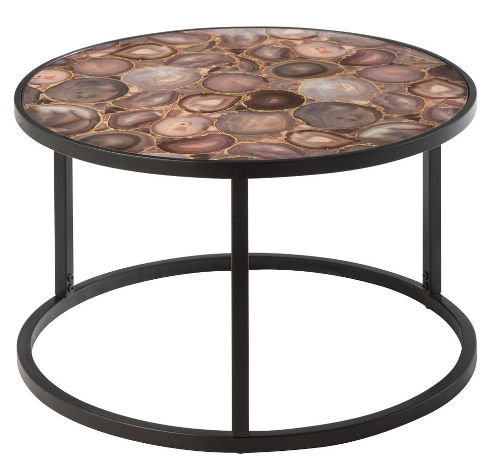 Table de salon imprimé mosaique métal Trix D 60 cm - Photo n°1