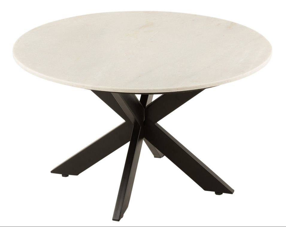 Table de salon métal noir et blanc Marka D 80 cm - Photo n°1