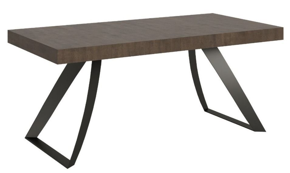 Table design 160 cm noyer et pieds métal incurvés anthracite Volta - Photo n°1