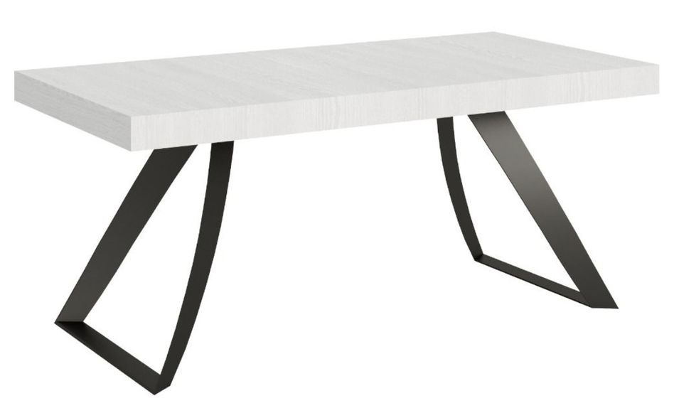 Table design 180 cm blanche et pieds métal incurvés anthracite Volta - Photo n°1