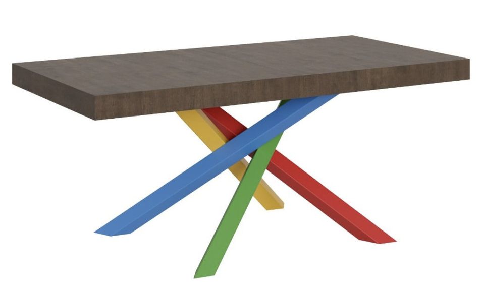 Table design bois marron et pieds entrelacés multicouleurs 130 cm Artemis - Photo n°1