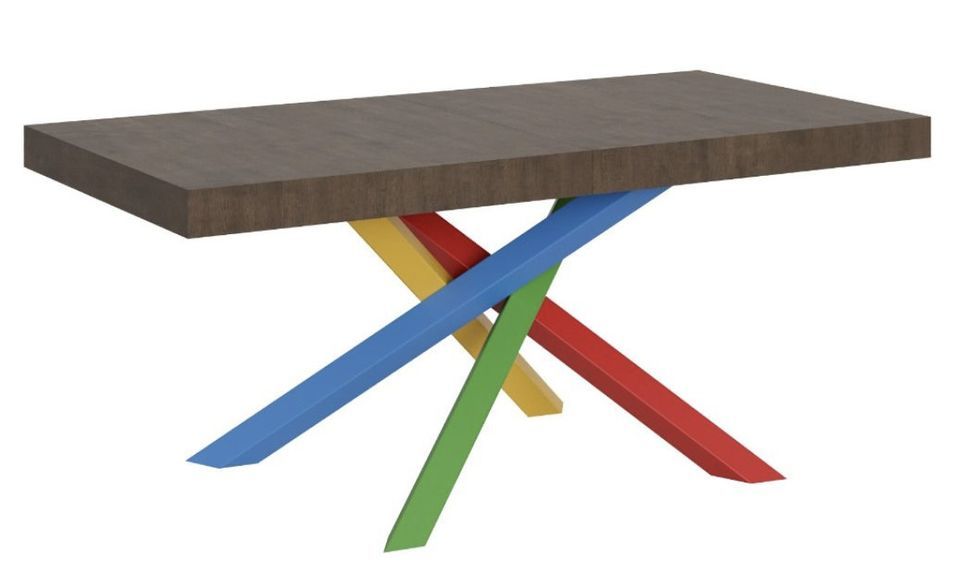 Table design bois marron et pieds entrelacés multicouleurs 160 cm Artemis - Photo n°1
