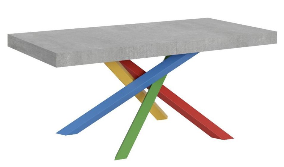 Table design gris ciment et pieds entrelacés multicouleurs 180 cm Artemis - Photo n°1