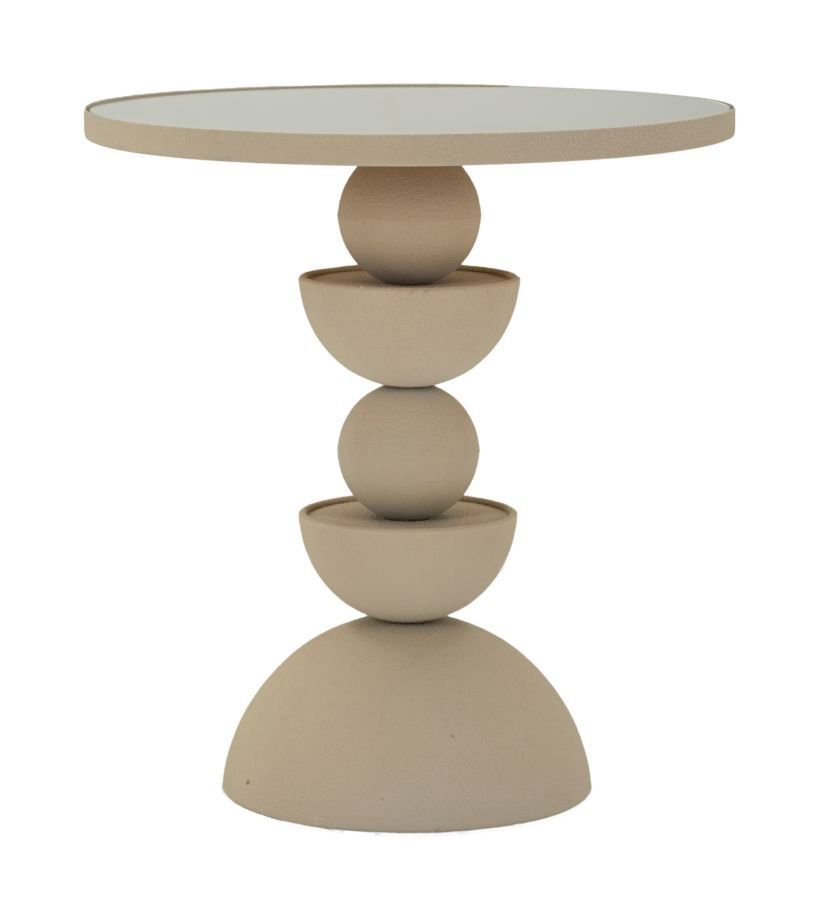 Table Dune miroir design à billes dorées - Photo n°1