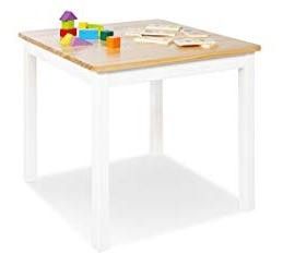 Table enfant pin massif clair et laqué blanc Fenna - Photo n°1