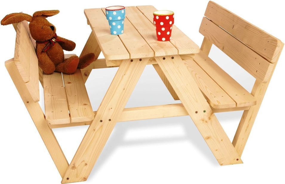 Table et bancs enfant épicéa massif clair Nicki & Lehne - Photo n°1