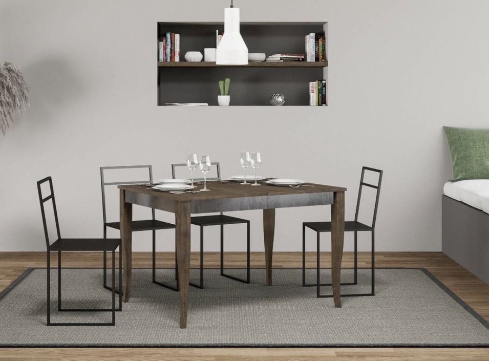 Table extensible 6 à 10 places L 120 à 224 cm bois noyer Fixano - Photo n°1