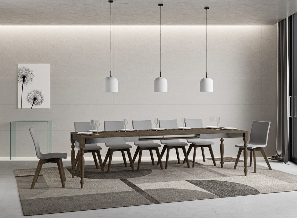 Table extensible 6 à 12 places L 160 à 264 cm bois noyer Romencia - Photo n°1