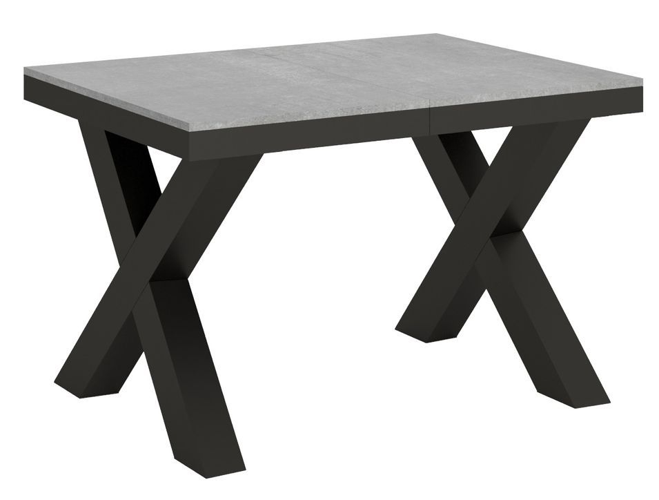 Table extensible 6 à 16 places L 120 à 380 cm gris béton et cadre métal gris foncé Tsara - Photo n°1
