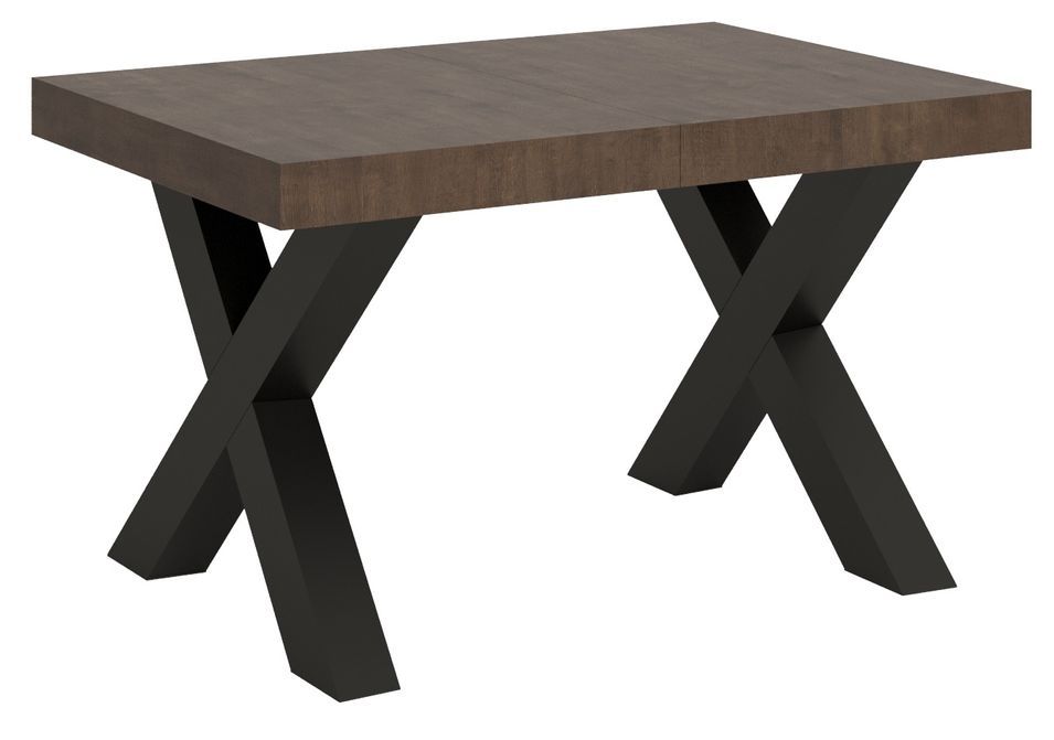 Table extensible 6 à 18 places L 130 à 390 cm bois noyer et pieds métal gris foncé Tsara - Photo n°1
