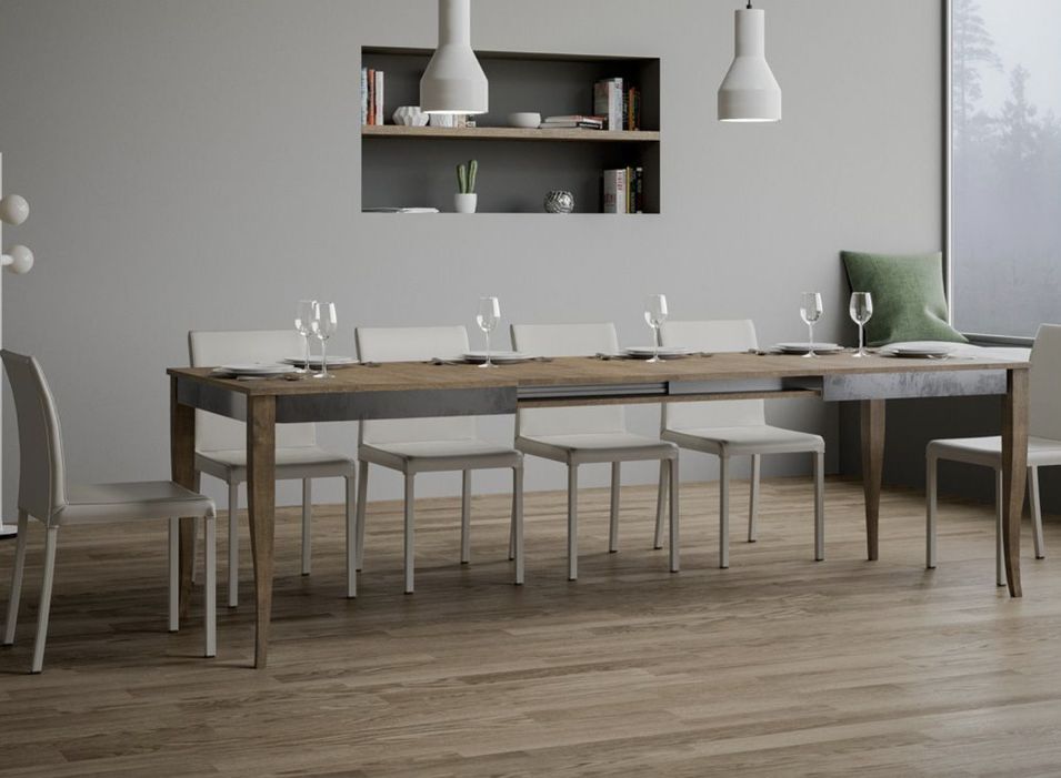 Table extensible 8 à 14 places L 180 à 284 cm bois noyer Fixano - Photo n°1