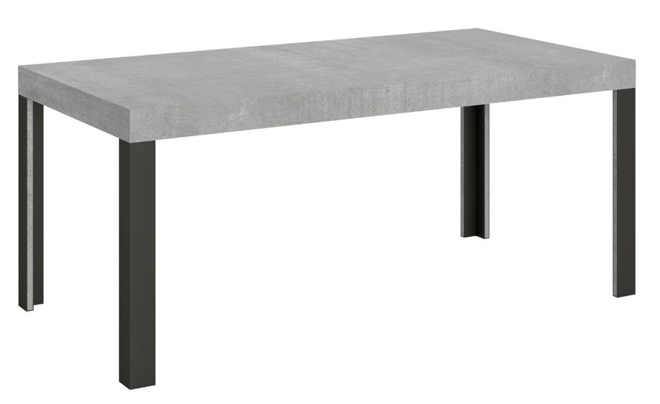 Table extensible bois pieds bois et acier anthracite Liva - Photo n°1