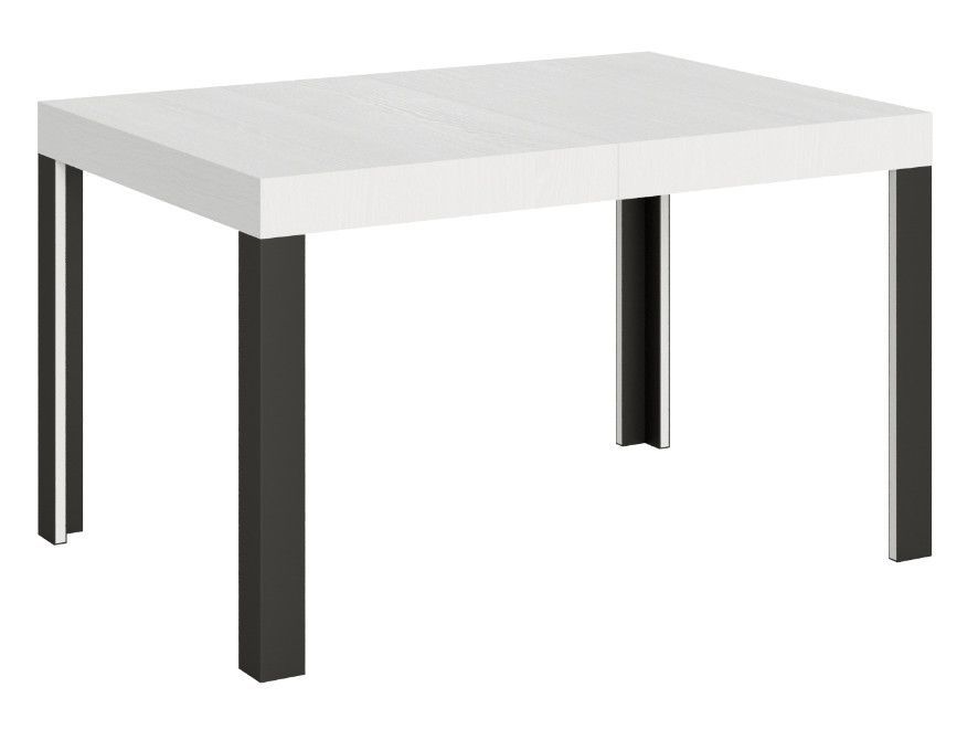 Table extensible bois pieds bois et acier anthracite Liva - Photo n°1