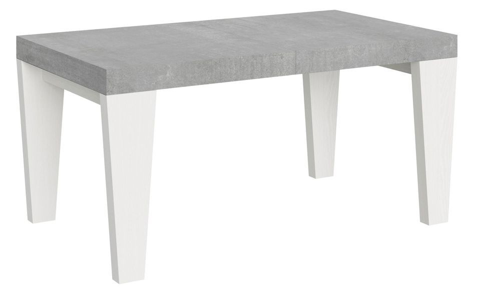 Table extensible bois gris béton et pieds bois blanc 6 à 20 places Kristo 160 à 420 cm - Photo n°1
