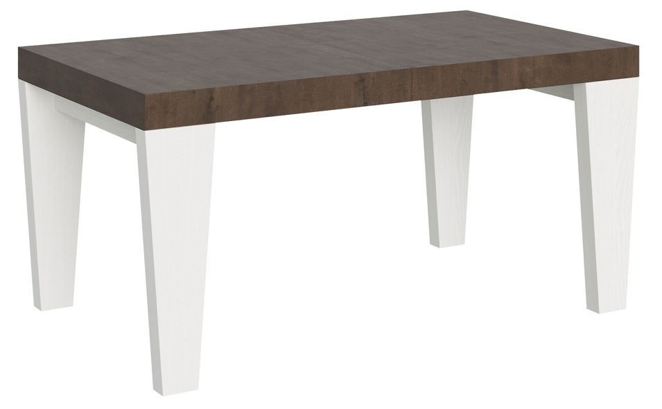 Table extensible bois noyer et pieds bois blanc 6 à 20 places Kristo 160 à 420 cm - Photo n°1