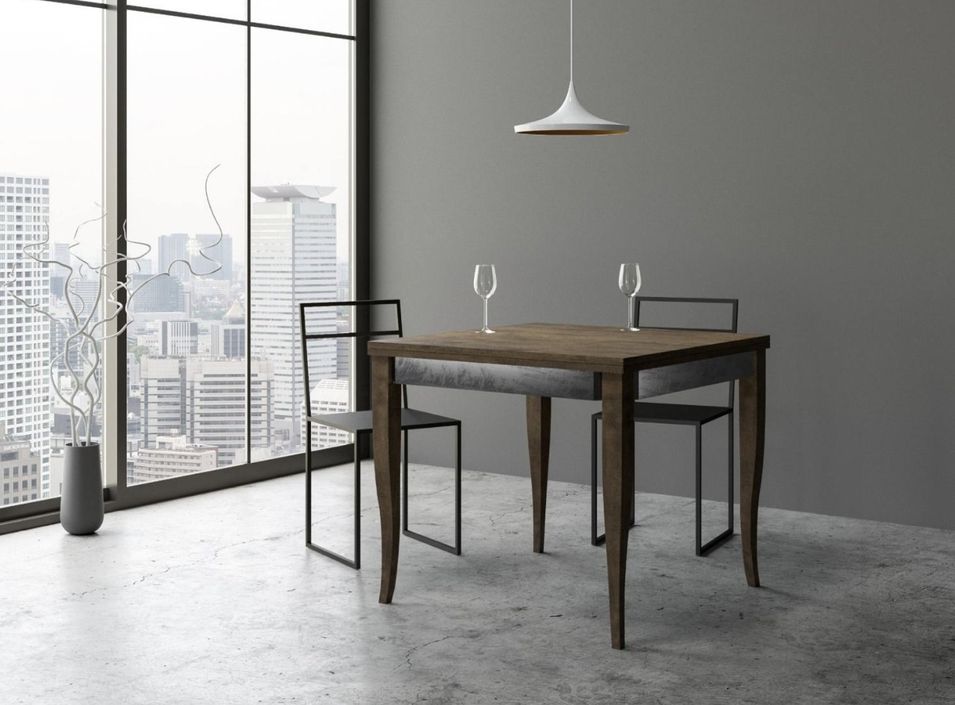 Table extensible carrée 4 à 8 places L 90 à 180 cm bois noyer Fixano - Photo n°1