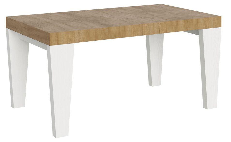 Table extensible chêne naturel et pieds bois blanc 6 à 20 places Kristo 160 à 420 cm - Photo n°1