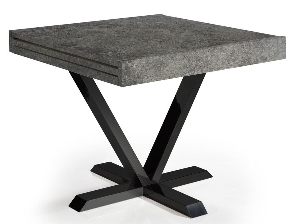 Table extensible effet béton et métal noir Handle 90/180 cm - Photo n°1