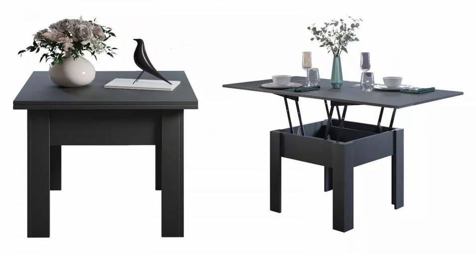 Table extensible rectangle 70 à 140 cm bois anthracite Jona - Photo n°1