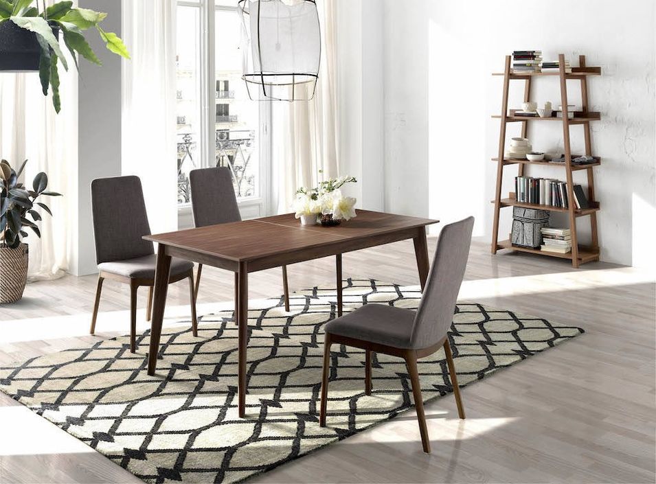 Table extensible rectangulaire bois plaqué noyer Koza 150-200 cm - Photo n°1