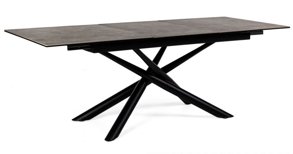 Table extensible SEYFERT 160/220 cm – Céramique marron & acier noir - 6 à 10 places - Photo n°1