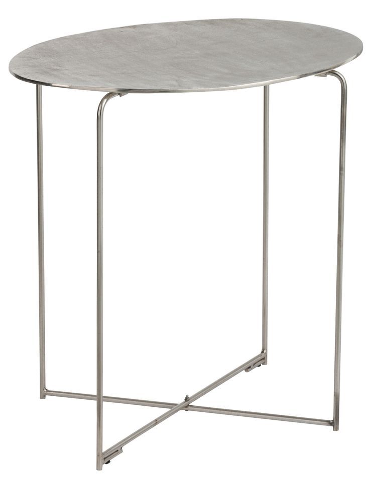 Table gigogne antique métal argent L 61 cm - Photo n°1
