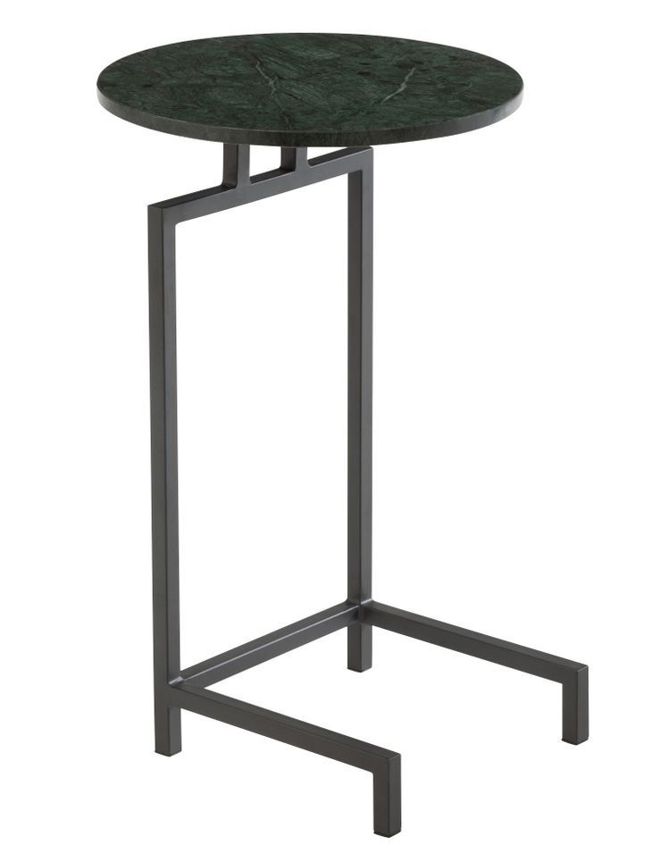 Table gigogne rond marbre vert noir Olga D 41 cm - Photo n°1