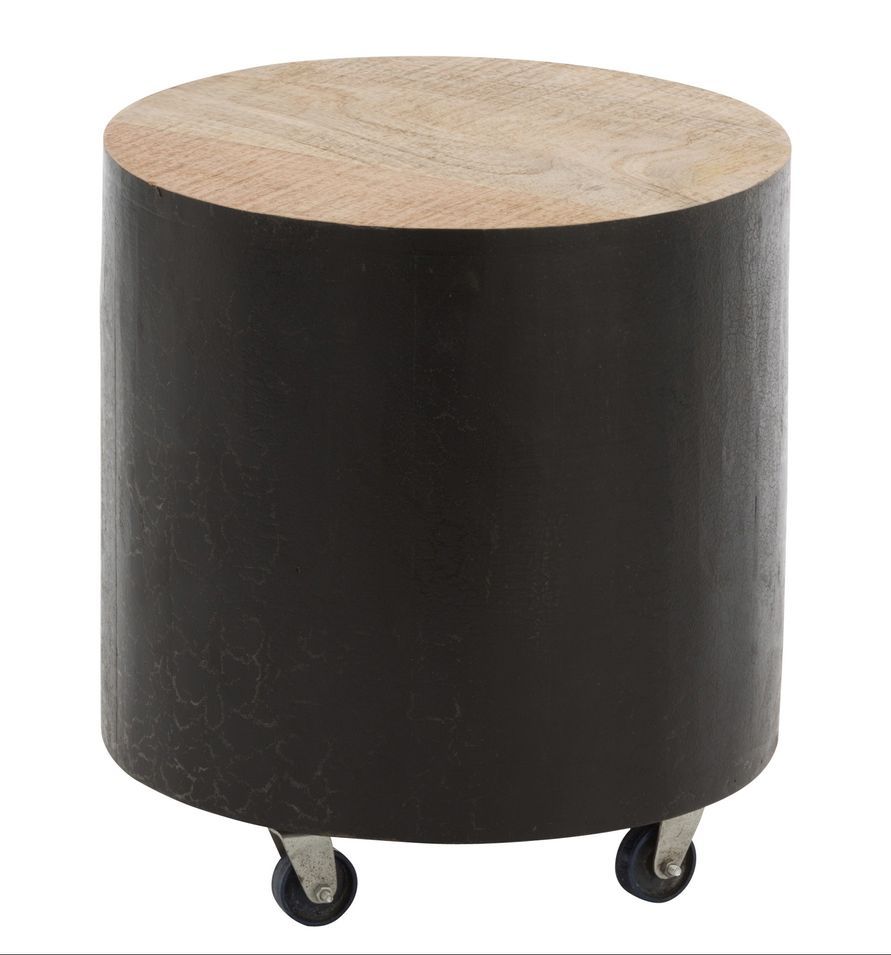Table gigogne ronde avec roues noir Giani D 40 cm - Photo n°1